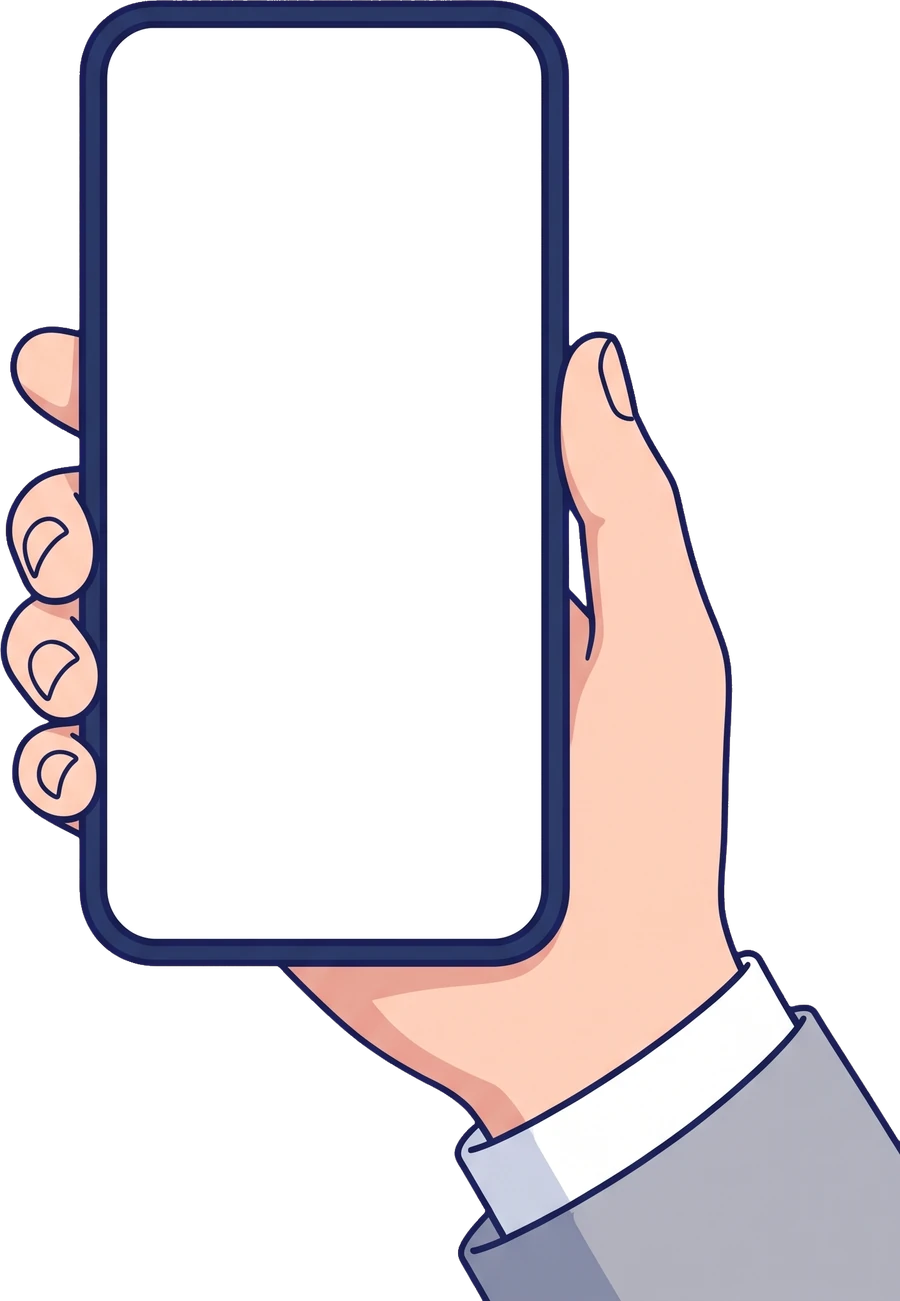 スマートフォンで事前ヒアリングに答える手のイラスト